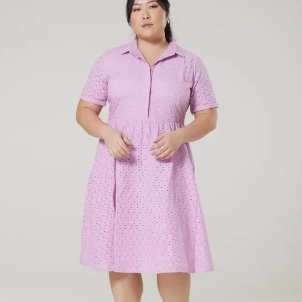 Timeless London Harlow Lilac Eyelet Vintage Inspired Cotton Retro Dress NWT 16